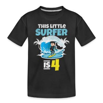 Surfing Boy - Dieser kleine Surfer ist 4 Jahre alt - Kinder Premium Bio T-Shirt - Schwarz - Vorne