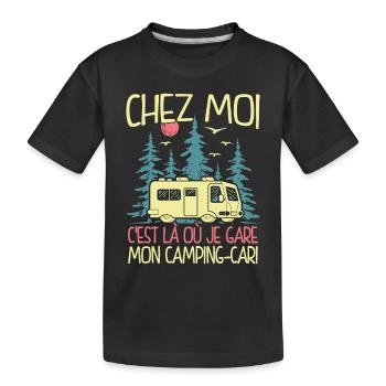Chez Moi C'est Là Où Je Gare Mon Camping-car - T-shirt bio Premium Enfant - noir - Devant