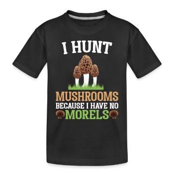 Pilzsuche Pilzsucher Pilze Pilz Morcheln Waldpilz - Kinder Premium Bio T-Shirt - Schwarz - Vorne