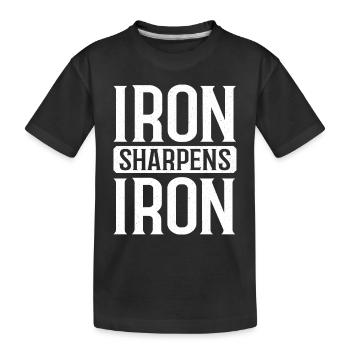 Iron Sharpens Iron Christian Workout Iron - Kinder Premium Bio T-Shirt - Schwarz - Vorne