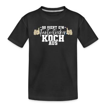 Koch - Kinder Premium Bio T-Shirt - Schwarz - Vorne
