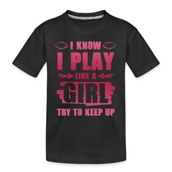 girl girl football - Kids' Premium Organic T-Shirt - black - Front