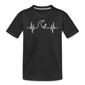 Surfen, Wassersurfen, Surfer, Heartbeat, Surfen, - Kinder Premium Bio T-Shirt - Schwarz - Vorne