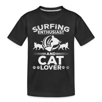 Surf enthusiast and cat lover I Water surfer - Kids' Premium Organic T-Shirt - black - Front
