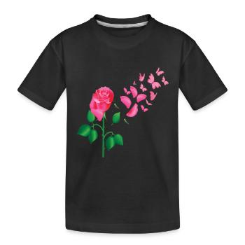 Rose Papillons Rose Fleurs Design - T-shirt bio Premium Enfant - noir - Devant