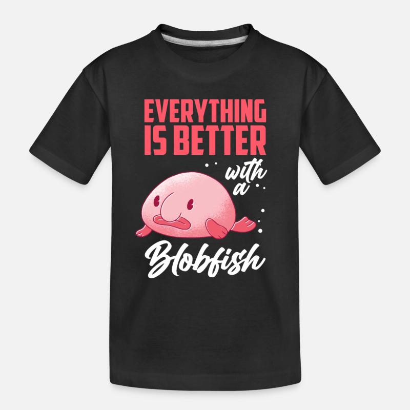 Blobfisch alles ist besser lustiger Blobfisch - Kinder Premium Bio T-Shirt - Schwarz