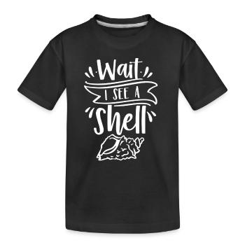 En attendant, je vois une coquille ramasser des coquillages - T-shirt bio Premium Enfant - noir - Devant