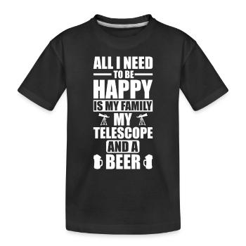 Télescope d’astronomie Astronome Cadeau - T-shirt bio Premium Enfant - noir - Devant