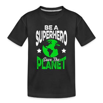 Protection de l’environnement des super-héros de la planète - T-shirt bio Premium Enfant - noir - Devant
