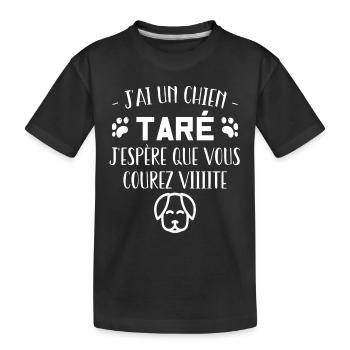 t-shirt j'ai un chien taré courez humour cadeau - T-shirt bio Premium Enfant - noir - Devant