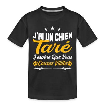 t-shirt j'ai un chien taré courez humour cadeau - T-shirt bio Premium Enfant - noir - Devant