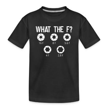 Which lens photo - Kids' Premium Organic T-Shirt - black - Front