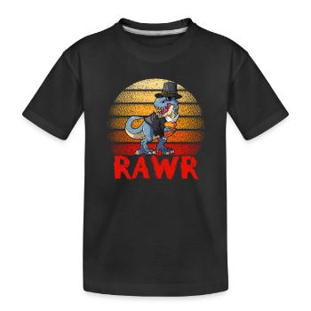 Dinosaure Rawr Thanksgiving Turquie Saurus - T-shirt bio Premium Enfant - noir - Devant