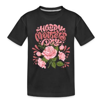 Happy Mothers Day, Mother's Day, with rose décor - Kids' Premium Organic T-Shirt - black - Front