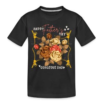 Happy Father's Day, Father's Day with vintage roses - Kids' Premium Organic T-Shirt - black - Front