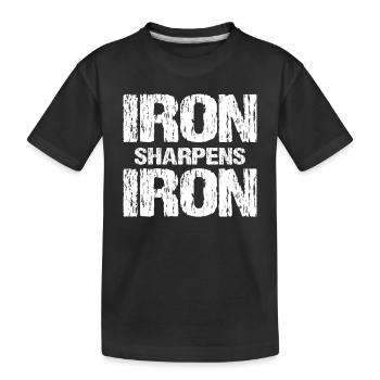 Iron Sharpens Iron Christian Workout Iron - Kinder Premium Bio T-Shirt - Schwarz - Vorne