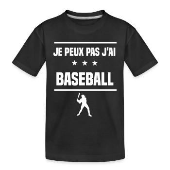Je Peux Pas J'ai baseball humour baseballeur - T-shirt bio Premium Enfant - noir - Devant