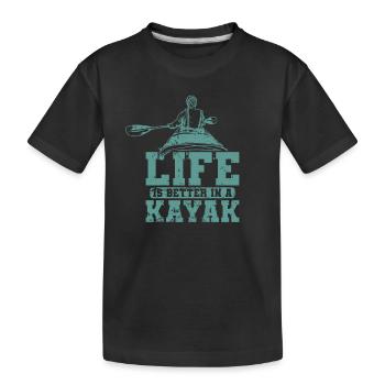 Vivre c’est mieux dans un kayak à pédalo - T-shirt bio Premium Enfant - noir - Devant
