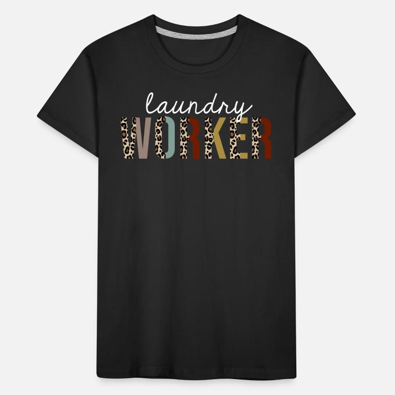 Laundry Worker Leopard Print Funny Gift Kids' Premium Organic T-Shirt