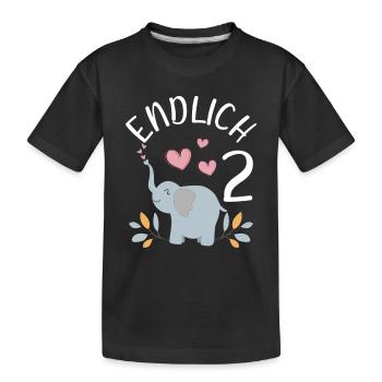 Endlich 2 Jahre Mädchen Geburtstagshirt Elefant - Kinder Premium Bio T-Shirt - Schwarz - Vorne