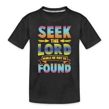 seek god bible - Kids' Premium Organic T-Shirt - black - Front