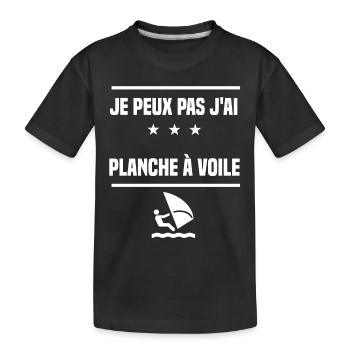Je Peux Pas J'ai planche a voile humour planchiste - T-shirt bio Premium Enfant - noir - Devant