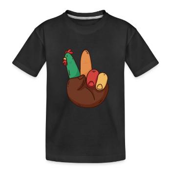 Thanksgiving Dinner Turkey Hand Peace Sign - Kinder Premium Bio T-Shirt - Schwarz - Vorne