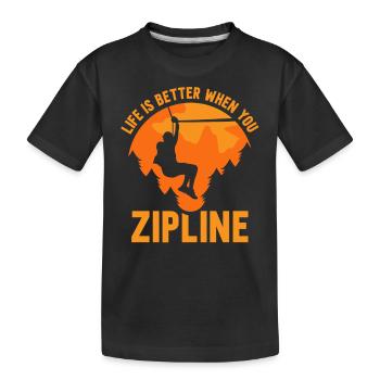 Das Leben Ist Besser Wenn Man Zipline Fährt Sport - Kinder Premium Bio T-Shirt - Schwarz - Vorne