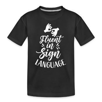 Maîtrise des signes de sensibilisation à la langue des signes - T-shirt bio Premium Enfant - noir - Devant