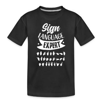 Gebärdensprache Experte Awareness Gestik Gebärden - Kinder Premium Bio T-Shirt - Schwarz - Vorne