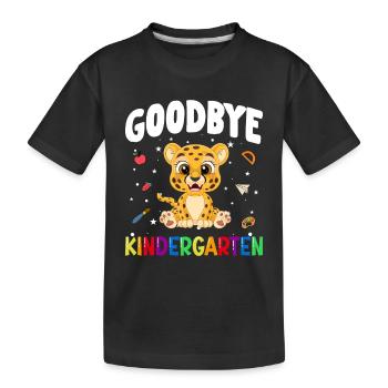 Goodbye Kindergarten Leopard Einschulung Schule - Kinder Premium Bio T-Shirt - Schwarz - Vorne