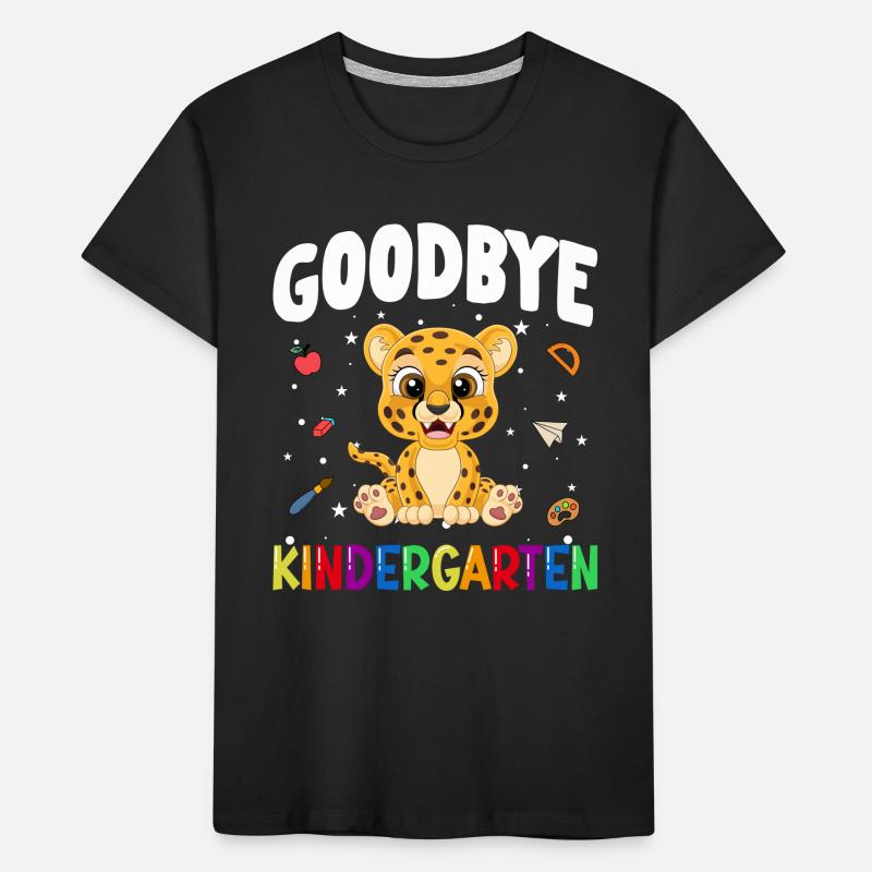 Goodbye Kindergarten Leopard Einschulung Schule Kinder Premium Bio T-Shirt
