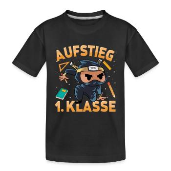 Aufstieg 1. Klasse Ninja - Kinder Premium Bio T-Shirt - Schwarz - Vorne