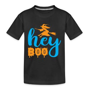 Hey boo - Halloween-Humor - Kinder Premium Bio T-Shirt - Schwarz - Vorne