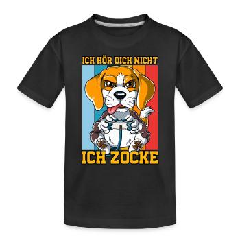 Zocken Gaming Ich Höre Dich Nicht Ich Zocke - Kinder Premium Bio T-Shirt - Schwarz - Vorne