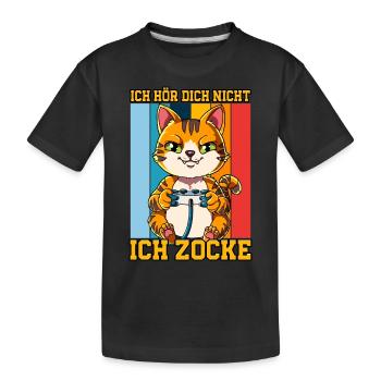 Zocken Gaming Ich Höre Dich Nicht Ich Zocke - Kinder Premium Bio T-Shirt - Schwarz - Vorne
