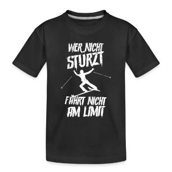 Skifahren Ski - Kinder Premium Bio T-Shirt - Schwarz - Vorne