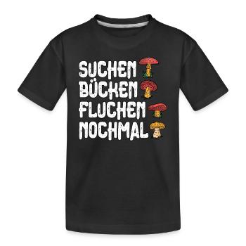Pilzsammler Pilz Sucher - Kinder Premium Bio T-Shirt - Schwarz - Vorne