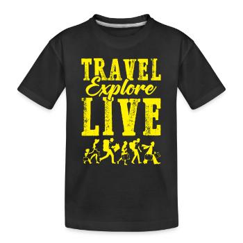 travel spruch travel - Kids' Premium Organic T-Shirt - black - Front