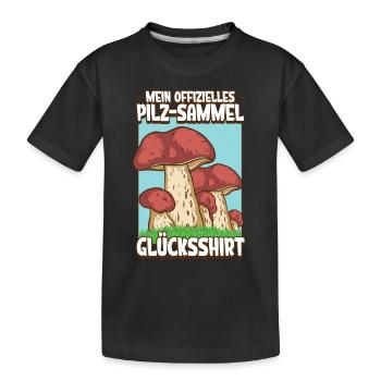 Pilzsammler Pilz Sucher - Kinder Premium Bio T-Shirt - Schwarz - Vorne