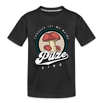 Pilzsammler Pilz Sucher - Kinder Premium Bio T-Shirt - Schwarz - Vorne