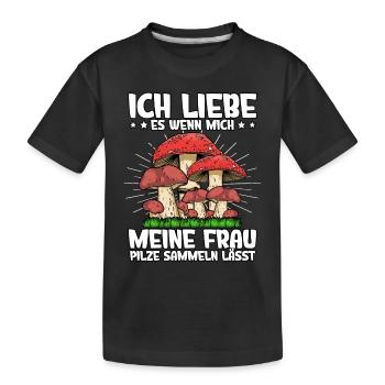 Pilzsammler Pilz Sucher - Kinder Premium Bio T-Shirt - Schwarz - Vorne