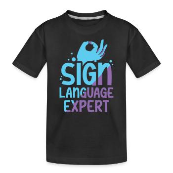 Gebärdensprache Experte Awareness Gestik Gebärden - Kinder Premium Bio T-Shirt - Schwarz - Vorne