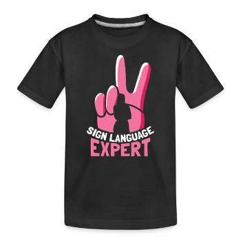 Gebärdensprache Experte Gestik Awareness Gebärden - Kinder Premium Bio T-Shirt - Schwarz - Vorne