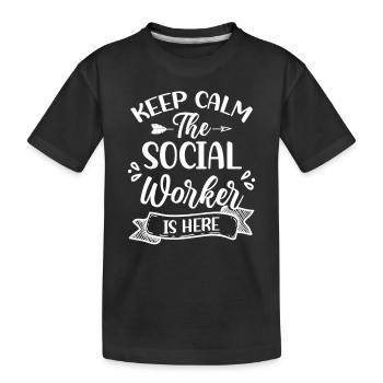 Restez calme Le travailleur social Est-ce qu’il y a de la formation - T-shirt bio Premium Enfant - noir - Devant