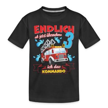 Kinder T-Shirt Feuerwehr zum 3. Geburtstag - Kinder Premium Bio T-Shirt - Schwarz - Vorne