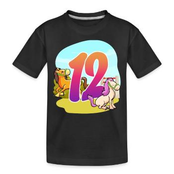 12th Birthday Riding Horse Theme Twelve Party - Kids' Premium Organic T-Shirt - black - Front