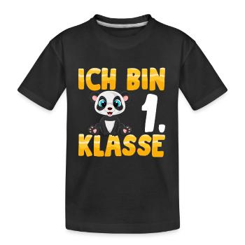Ich bin 1. Klasse Einschulung Panda - Kinder Premium Bio T-Shirt - Schwarz - Vorne