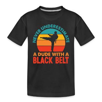 Retro Karate Black Belt Gift - Kids' Premium Organic T-Shirt - black - Front