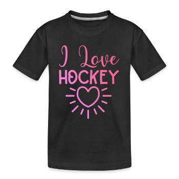I love hockey - Kids' Premium Organic T-Shirt - black - Front